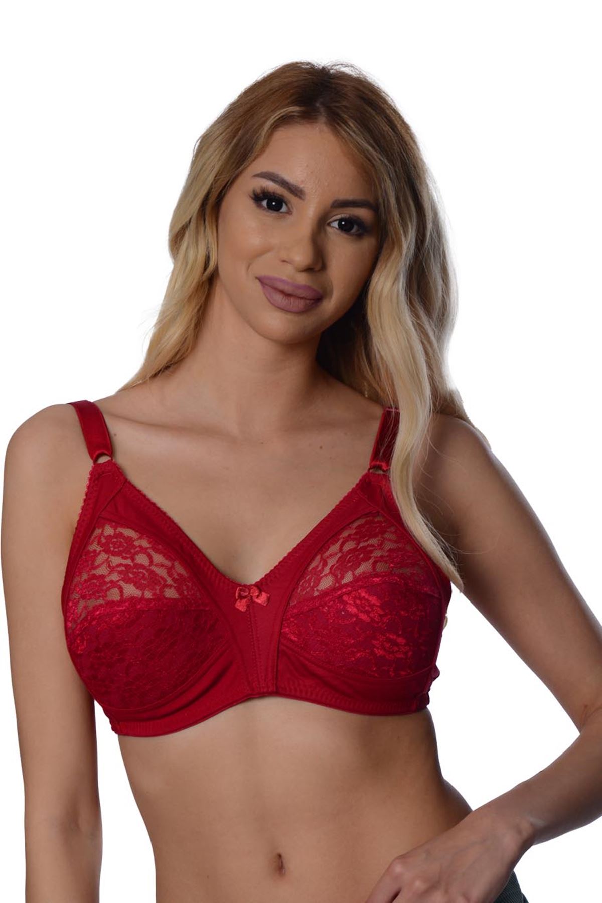 Bordo Dantelli Toparlayıcı Sütyen - 503 - Beden 100