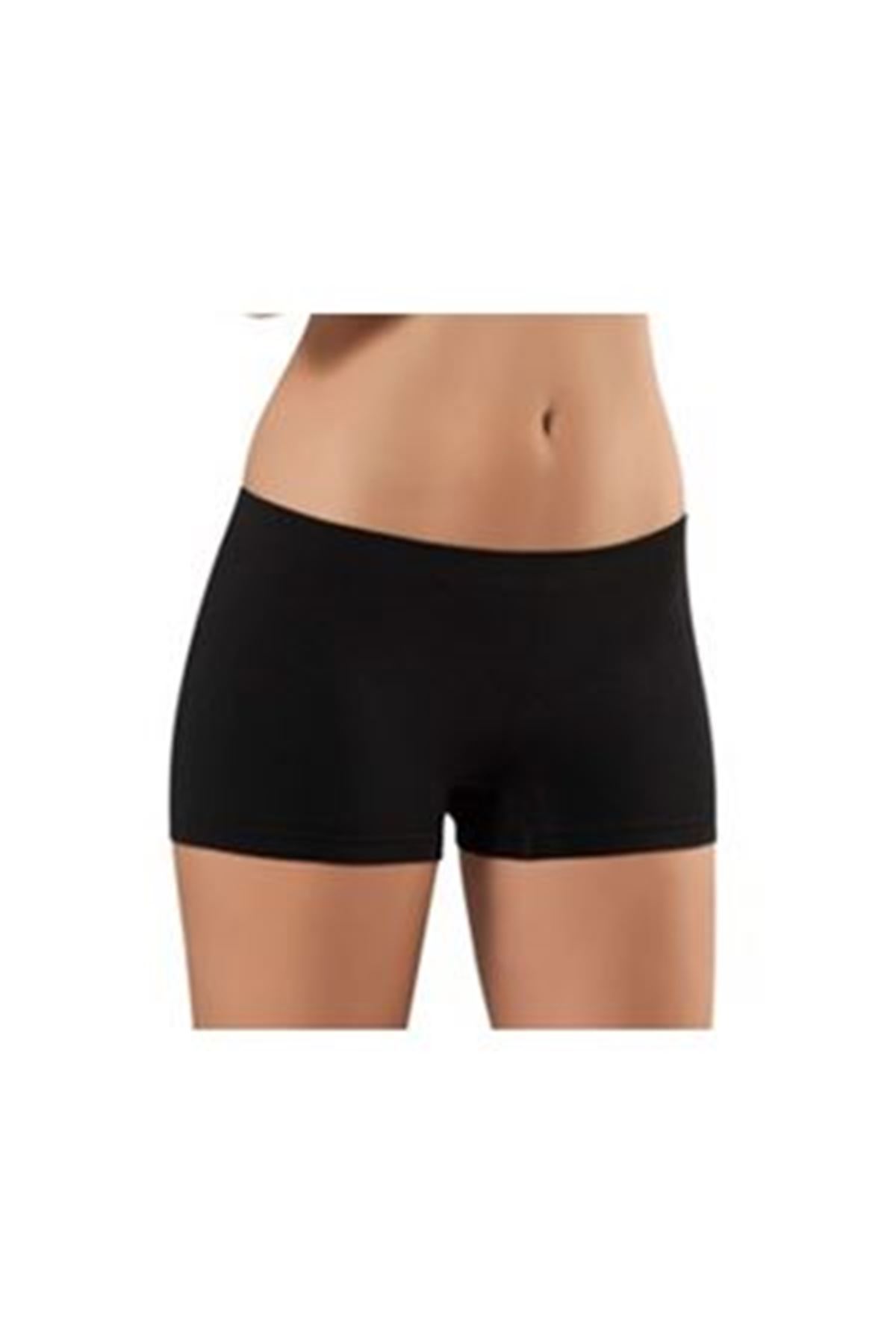 Siyah Dikişsiz Kadın Boxer Korse - 700 - Beden L