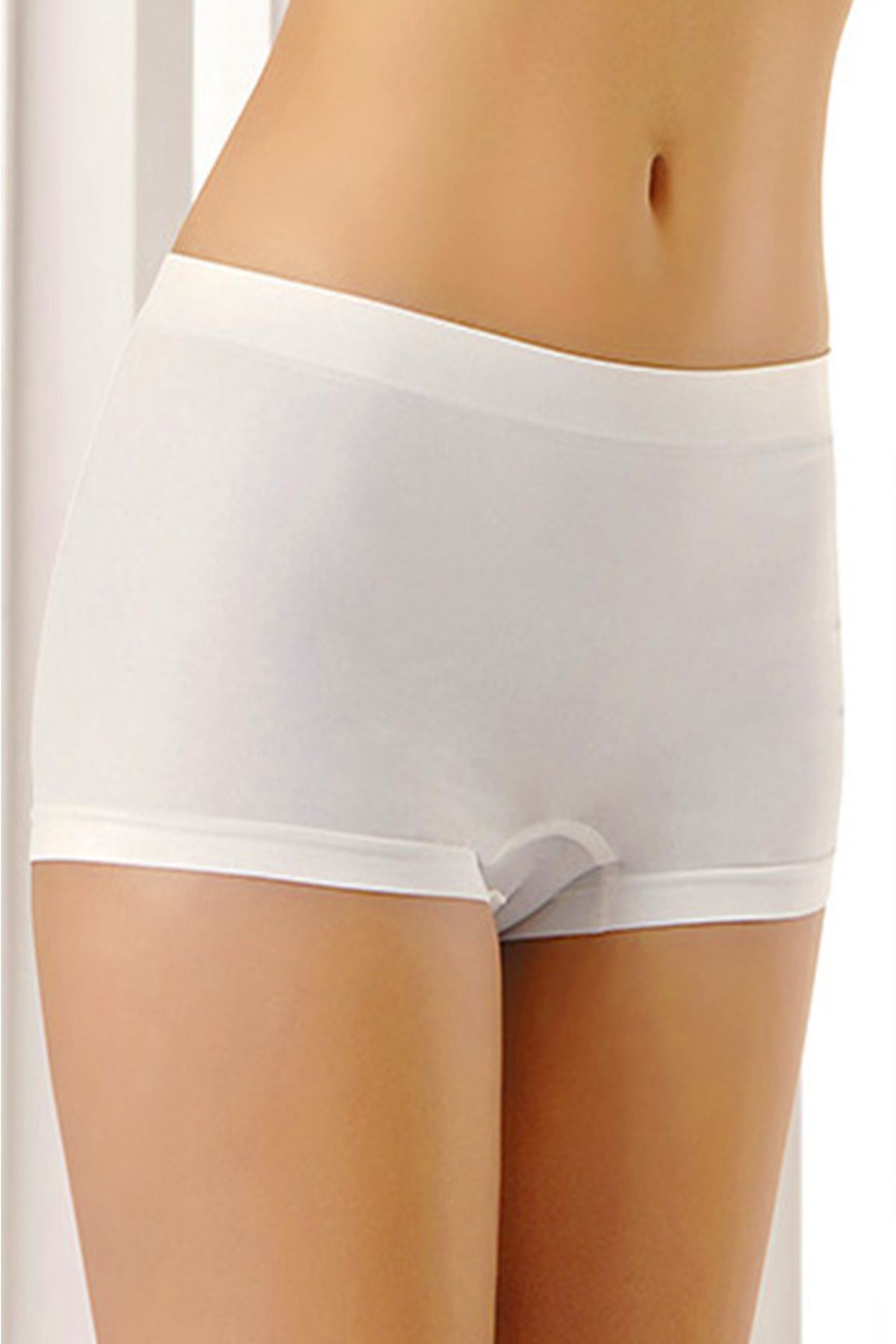 Beyaz Dikişsiz Kadın Boxer Korse Korse - 700 - Beden S