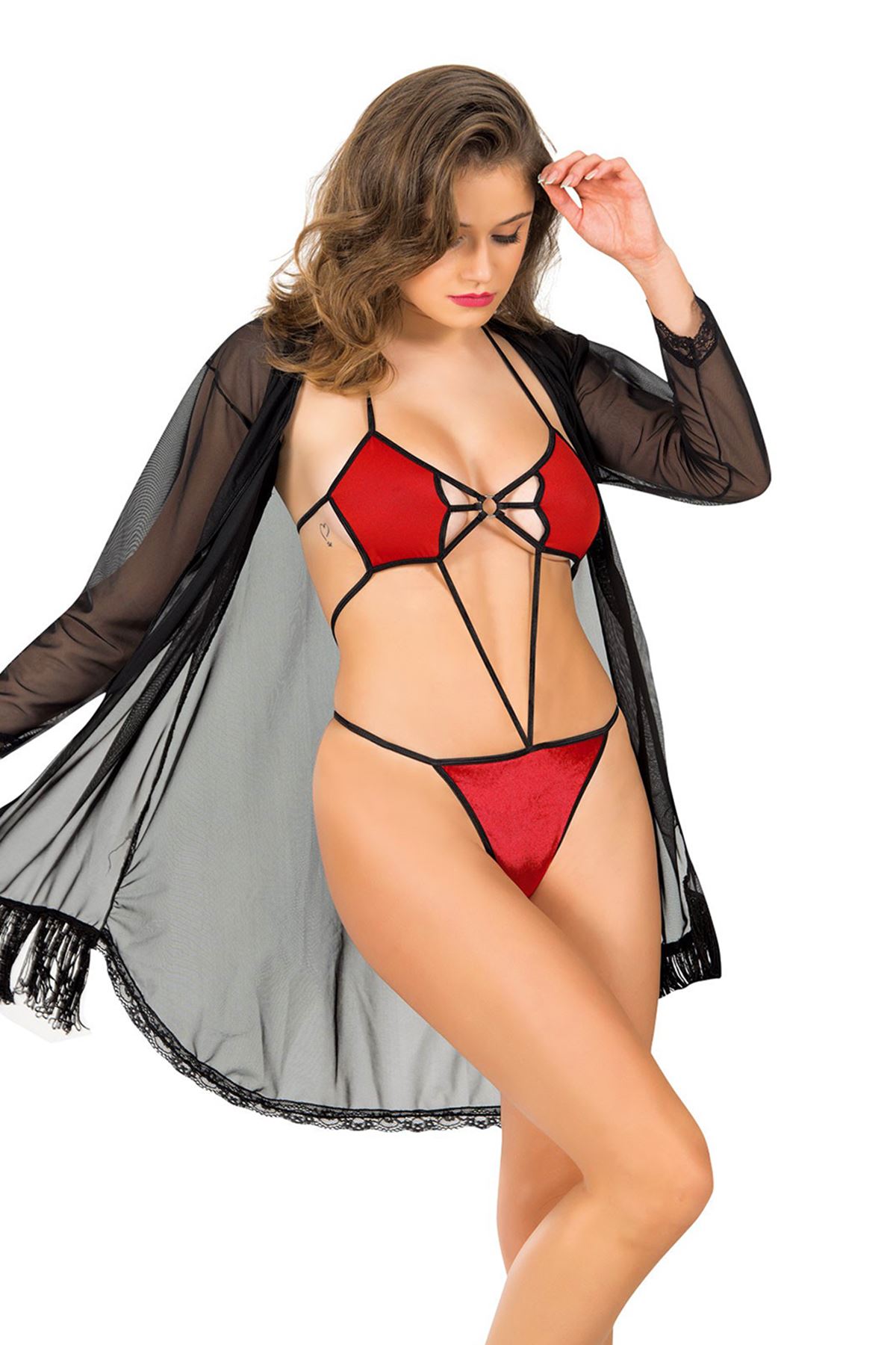 Kırmızı Fantezi 2' Li Takım - 1358 - Beden L/XL