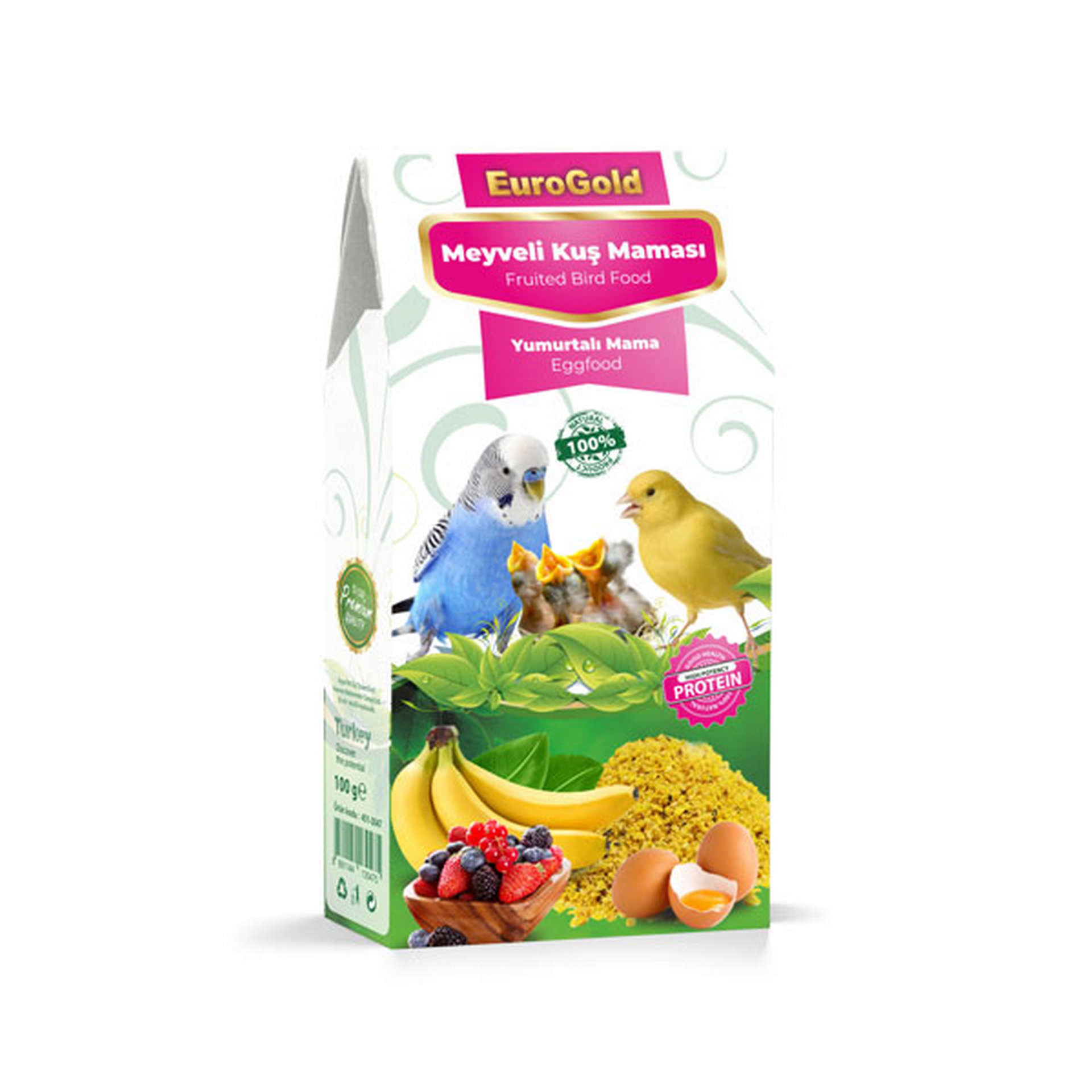 EUROGOLD YUMURTALI MEYVELI KUŞ MAMASI 100 GR. X 2 ADET