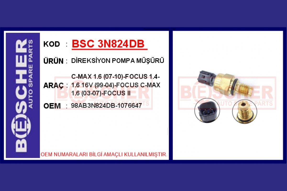 DİREKSİYON POMPA BASINÇ MÜŞÜRÜ FORD FOCUS 98> KALIN DİŞ: 12x1.75