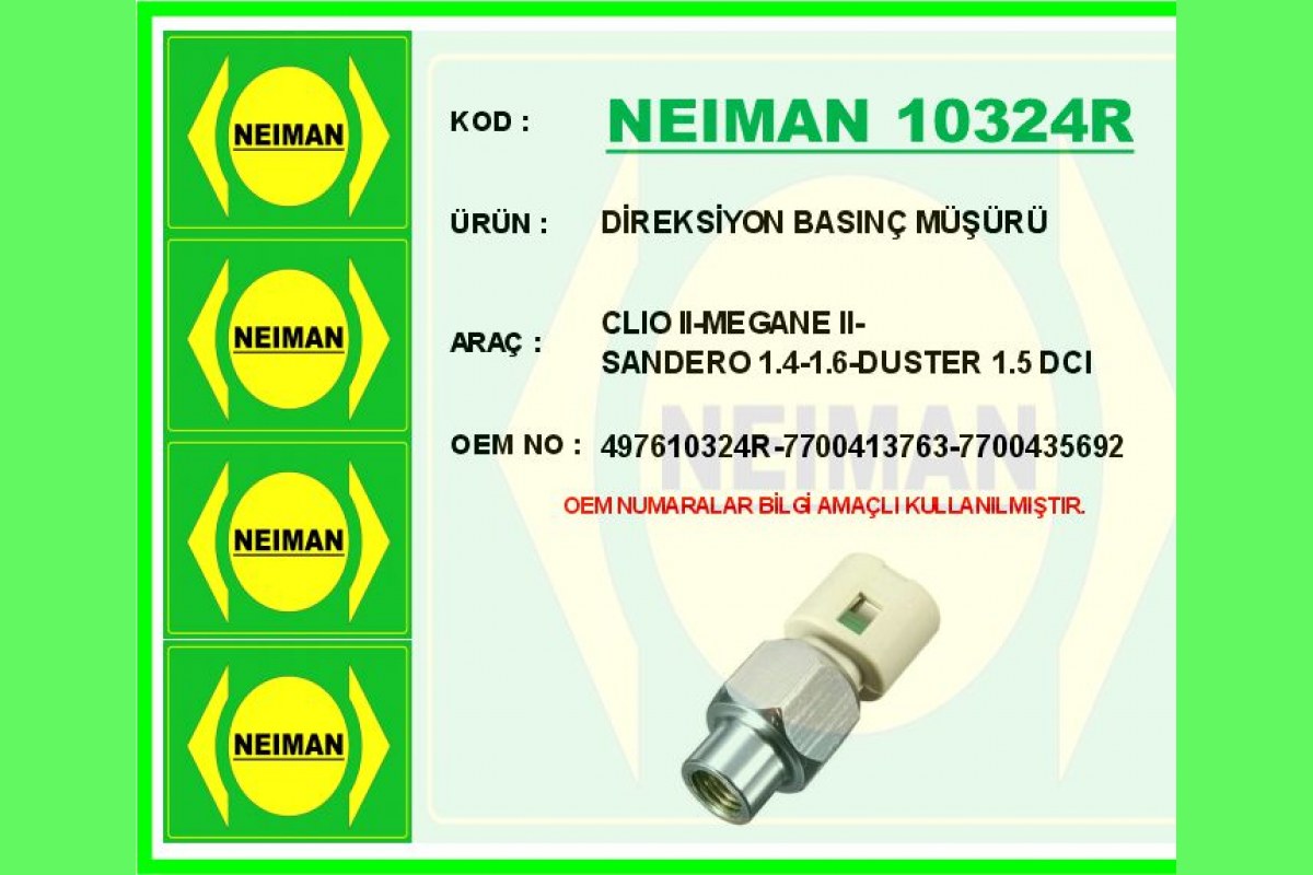 DİREKSİYON BASINÇ MÜŞÜRÜ CLIO II-MEGANE II-SANDERO 1.4-1.6-DUSTER 1.5 DCI
