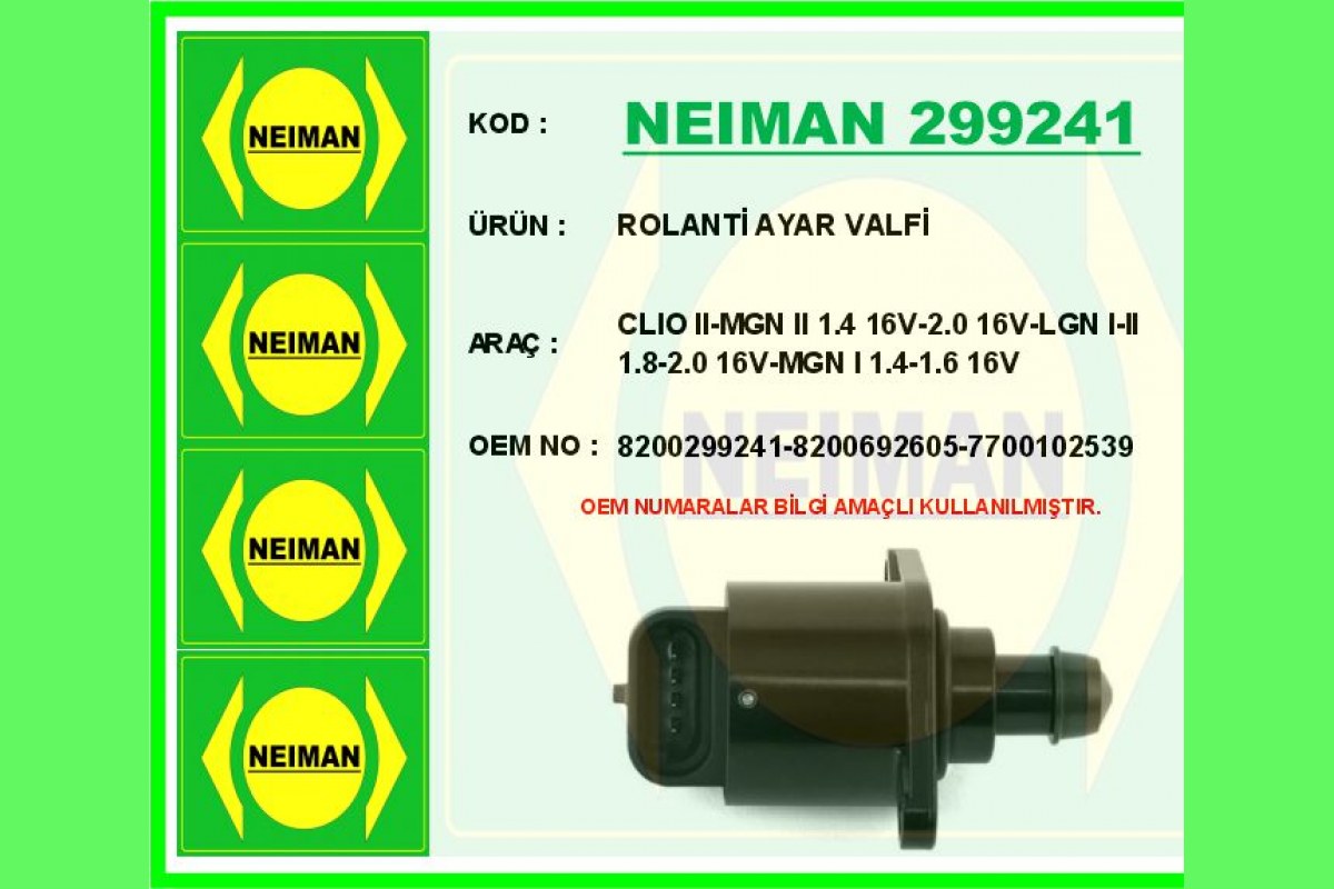 ROLANTİ AYAR VALFİ CLIO II-MGN II 1.4 16V-2.0 16V-LGN I-II 1.8-2.0 16V-MGN I 1.4-1.6 16V