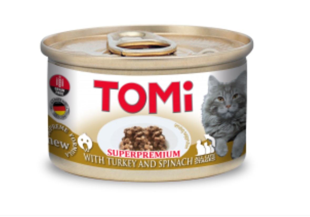 Tomi Kedi Hindili Ispanaklı Yaş Mama 85g