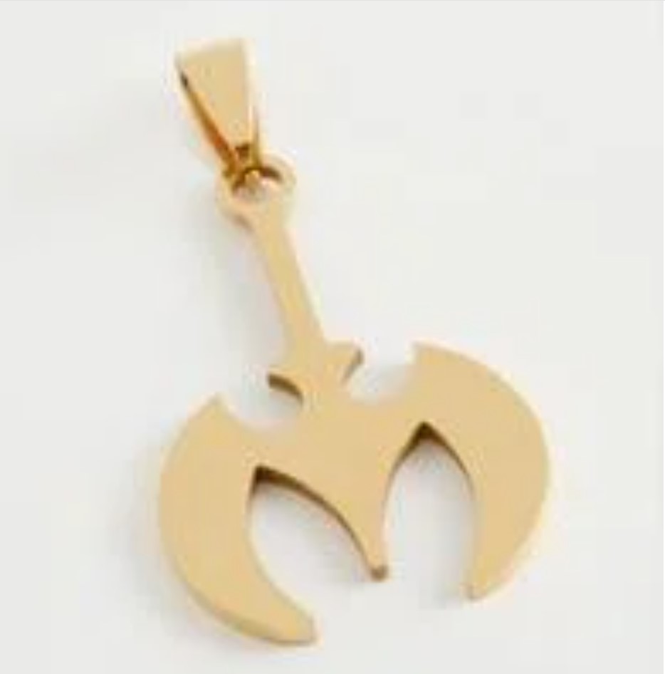 Balta Çelik Kolye Ucu 3,5 cm-Sarı